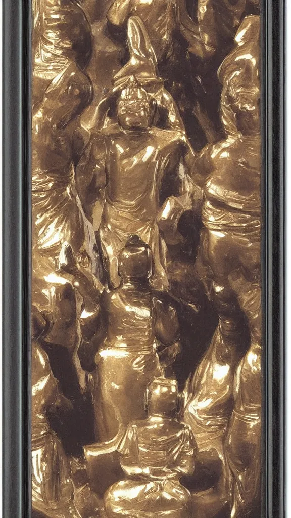 Image similar to a crowd of people pray a rabbit budda statue by john singer sargent