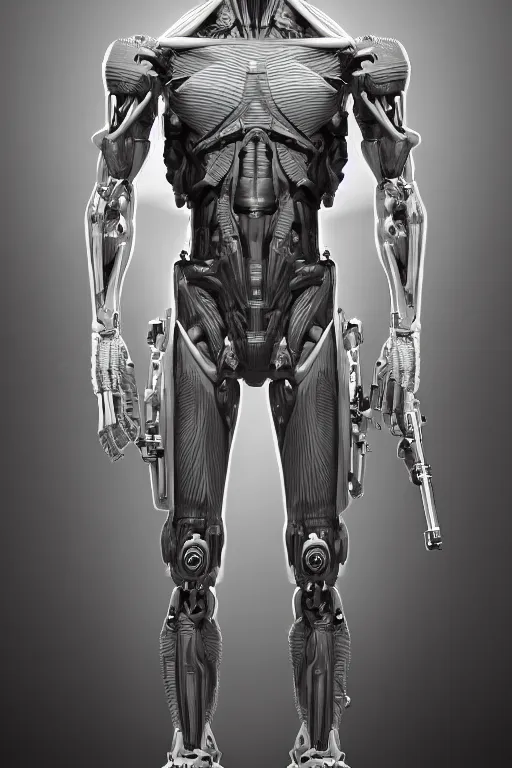 Image similar to symmetry!! full body human anatomy concept, gun metal grey, cyborg, monkey limbs, digital art, in the style of ben lol, brian sum, ramil sunga, herbert lowis, furio tedesschi, christopher cao, artstation, pinterest, deviantart, photoshop, octane render, unreal engine