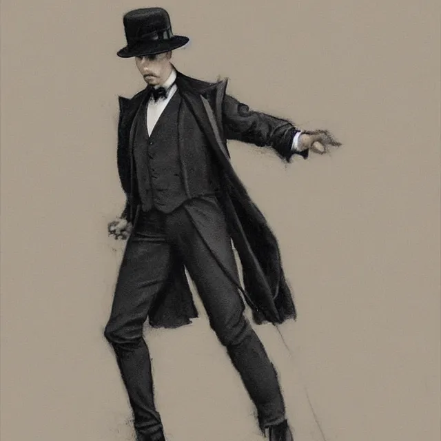 Image similar to photorealistic sepia portrait of a 1 9 2 0 s era male magician, well dressed, long - tailed tuxedo coat, in the style of dave dorman, atmospheric lighting, dark, brooding, painted, intricate, ultra detailed, well composed, best on artstation, cgsociety, epic, stunning, gorgeous, intricate detail, much wow, masterpiece