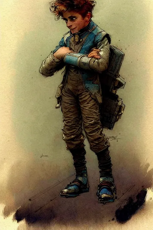 Image similar to ( ( ( ( ( 2 0 5 0 s retro future 1 0 year old boy super scientest in space pirate mechanics costume full portrait. muted colors. ) ) ) ) ) by jean baptiste monge, rudolph belarski!!!!!!!!!!!!!!!!!!!!!!!!