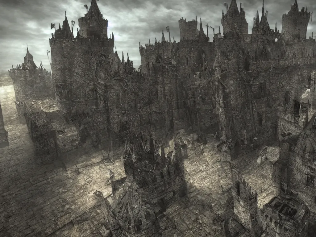 Image similar to Demon Souls style castle