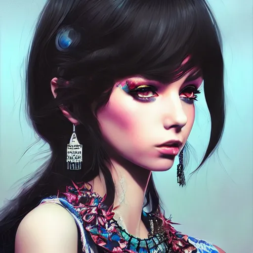 Image similar to a portrait of a beautiful punkrock gypsy, art by ilya kuvshinov and wlop and artgerm and josan gonzalez, digital art, highly detailed, intricate, sharp focus, trending on artstation hq, deviantart, pinterest, unreal engine 5, 4 k uhd image