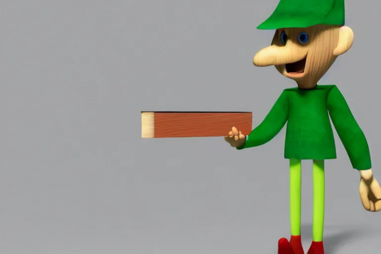 Image similar to baldi from baldi's basics with a wooden ruler and looking angry, hd, 8 k, 3 d design