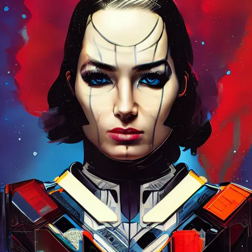 Image similar to portrait of a female android, by MARVEL comics and Sandra Chevrier, 8k