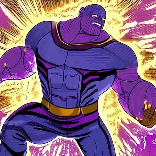 Image similar to bcbess illustration of thanos destroying the world