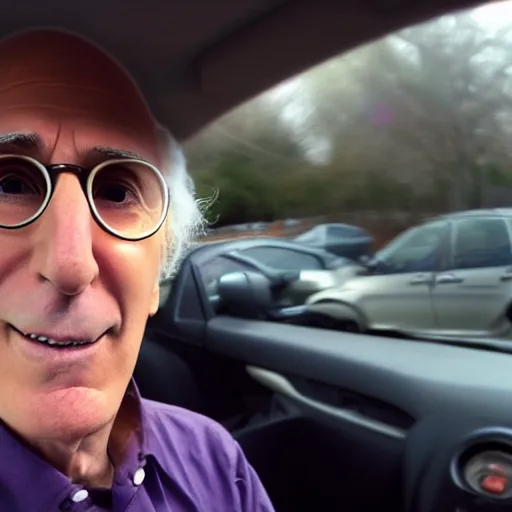 Prompt: larry david in his 2 0 0 9 prius, fisheye lens, anime style, anime