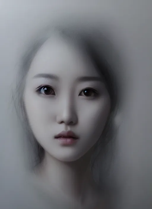 Image similar to of ethereal fantasy, young beautiful Lee Jin-Eun, close up face portrait, medium shot, intricate, elegant, ethereal dreamy light, highly detailed, concept art, smooth, sharp focus, illustration, art by Nicola Samuri