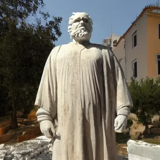 Image similar to statue of sanders in greece ancient style