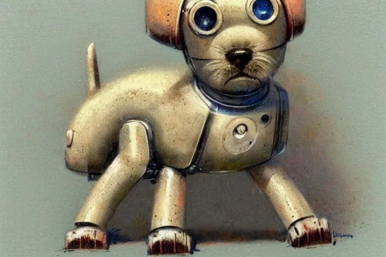 Image similar to ( ( ( ( ( 1 9 5 0 s retro future robot puppy. muted colors. ) ) ) ) ) by jean - baptiste monge!!!!!!!!!!!!!!!!!!!!!!!!!!!!!!