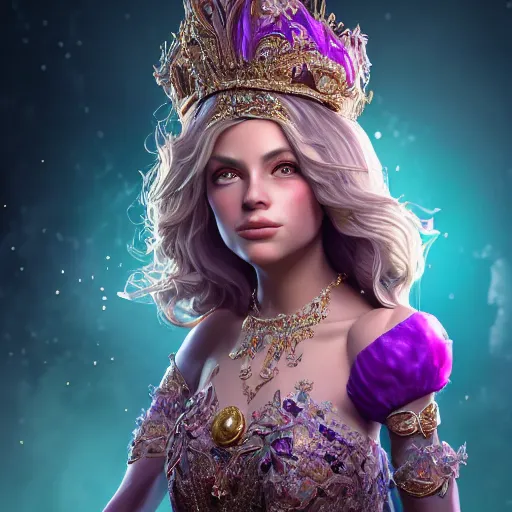 Image similar to portrait of wonderful princess of amethyst with fair skin, ornate 8 k gorgeous intricate detailed, accent lighting, dramatic light, octane render