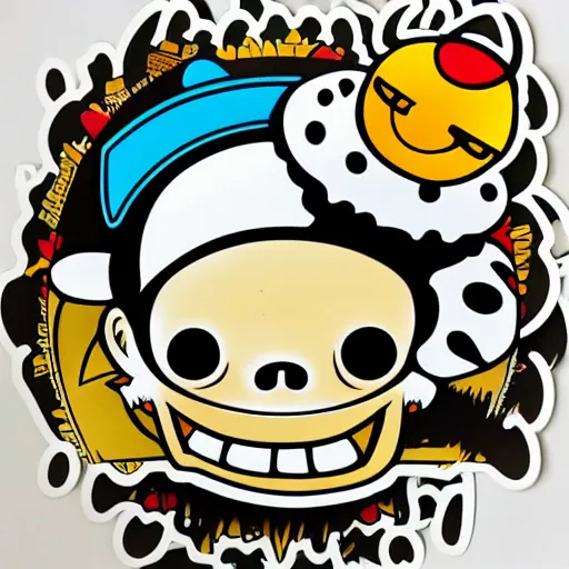 Image similar to die cut sticker, tony chopper of one piece, splatter paint