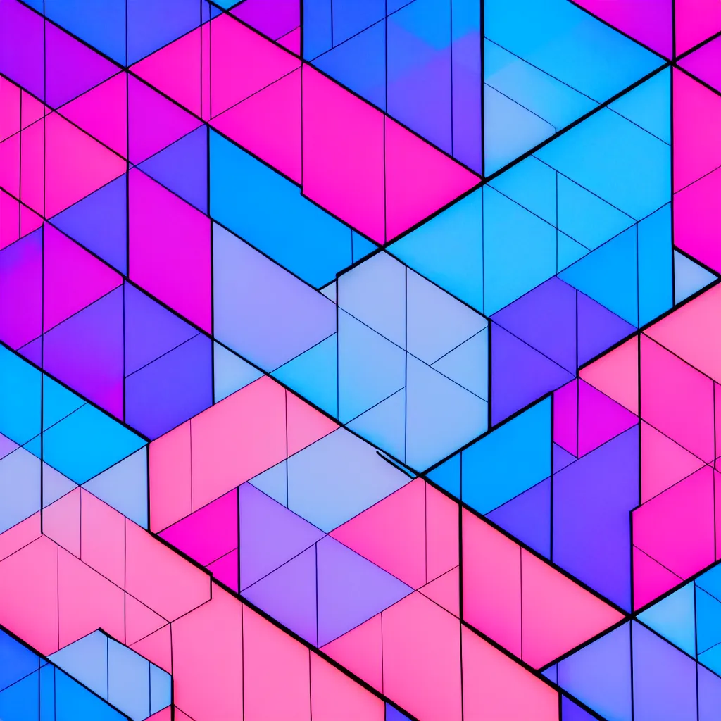 Image similar to photograph of intersecting windows of various colors at night, blue and pink accents, dream-like, hyper-realistic, visual contrast, trending on Unsplash, volumetric lighting
