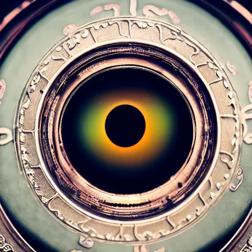 Image similar to a macro photo of a mechanical eye, close - up, intricate details, intricate gears and lenses, intricately detailed engravings, intricately detailed markings, intricate textures, warm lighting, vivid colors, realistic octane render, hyper realistic render, volumetric shading, depth of field, raytracing, 8 k,