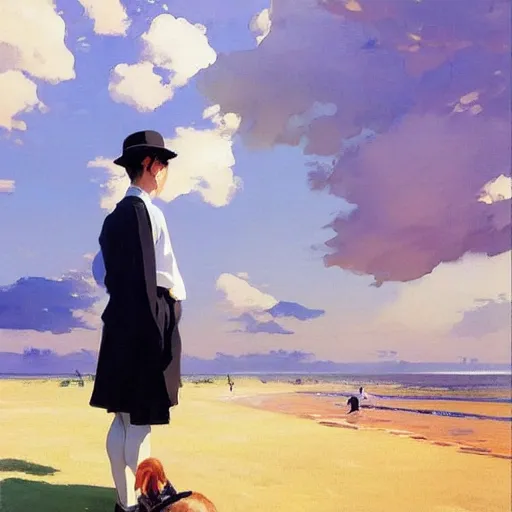 Prompt: an English Lop standing up, by studio ghibli painting, by Joaquin Sorolla rhads Leyendecker, An aesthetically pleasing, dynamic, energetic, lively, well-designed digital art, by Ohara Koson and Thomas Kinkade, traditional Japanese colors, superior quality, masterpiece