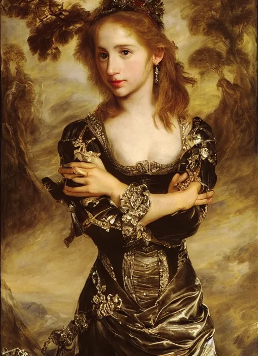 Image similar to , , amy jo johnson ,, Dramatic, Edge, Good, Infused, Backlight, De-Noise, VFX, insanely detailed and intricate, hypermaximalist, facial ,elegant, ornate, hyper realistic, super detailed, by Anthony Van Dyck, by Ivan Shishkin, by John Constable