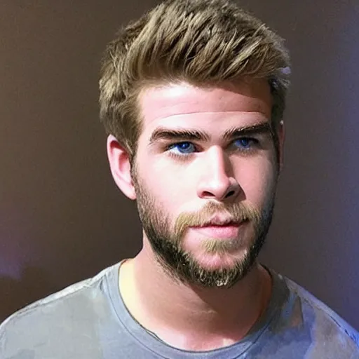 Image similar to “a realistic detailed photo of a guy who is an attractive humanoid who is half robot and half humanoid, who is a male android, actor Liam Hemsworth, shiny skin, posing like a statue, blank stare, at the museum, on display”