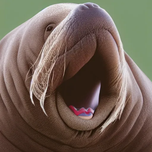 Image similar to a walrus resembling a human, photorealistic 4K.