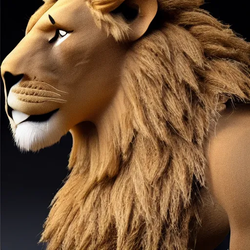 Image similar to a figma lion, side view, full body, 4 k, highly detailed, subject centered, uncropped, studio photography, artstation trending