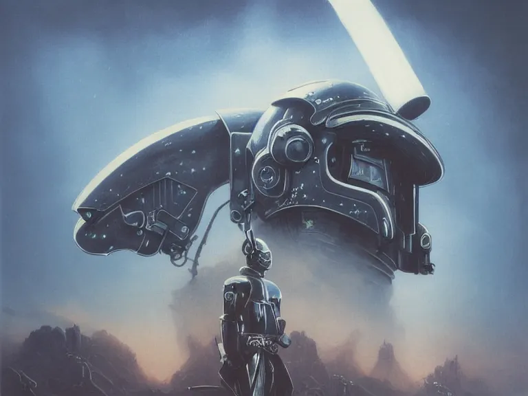 Image similar to a detailed profile painting of a bounty hunter in knight and samurai futuristic armour and visor, cinematic sci-fi poster. Cloth and metal. Welding, fire, flames, samurai Flight suit, accurate anatomy portrait symmetrical and science fiction theme with lightning, aurora lighting clouds and stars. Clean and minimal design by beksinski carl spitzweg giger and tuomas korpi. baroque elements. baroque element. intricate artwork by caravaggio. Oil painting. Trending on artstation. 8k