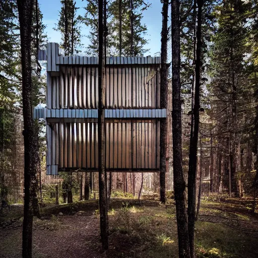 Image similar to a building in the middle of a forest, architecture