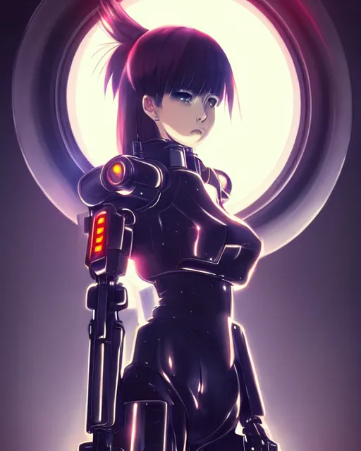 Image similar to portrait Anime Girl in mecha armor in night tokyo Sharp fine face pretty face, realistic shaded Perfect face, fine details. Anime. cyberpunk realistic shaded lighting by katsuhiro otomo ghost-in-the-shell, magali villeneuve, artgerm, rutkowski Jeremy Lipkin and Giuseppe Dangelico Pino and Michael Garmash and Rob Rey