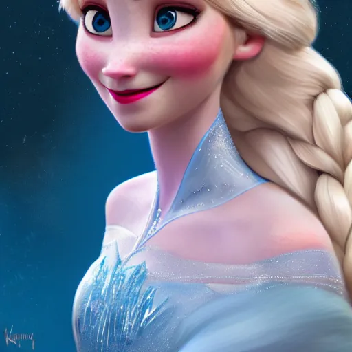 Image similar to elsa from frozen, hyper realistic, hyper detailed, digital art, trending in artstation, cinematic lighting, studio quality, smooth render, unreal engine 5 rendered, octane rendered, art style by klimt and nixeu and ian sprigger and wlop and krenz cushart