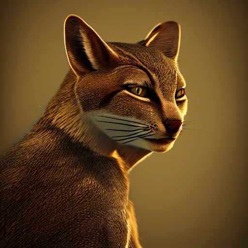 Prompt: Portrait of a tabaxi, extremely moody lighting, hyperrealistic, octane render, RPG portrait, D&D, ambient light, dynamic lighting