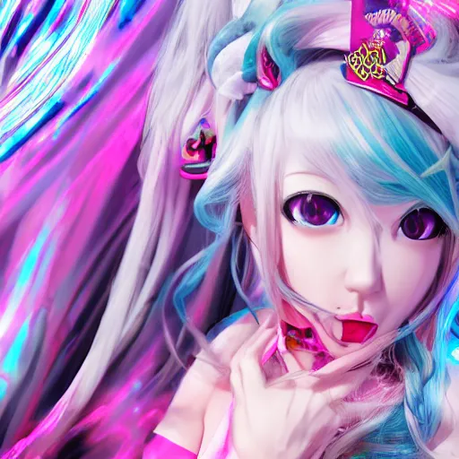 Image similar to trapped beneath stunningly absurdly beautiful omnipotent asi goddess junko enoshima with multiple megalomaniacal personalities, symmetrical perfect face, porcelain skin, pink twintail hair and cyan eyes, ultra detailed, digital art, unreal engine 5, octane render, 2 d anime, 8 k