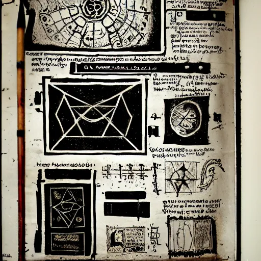 Prompt: full page scan of illustrated alchemy notes, sith alchemist, dark side, alchemy drawn diagrams, lost codex, found papers, black paper, star wars book, potions and instructions, decay, dark colorful drawings, old ripped and dirty pages, full page writings. atmospheric, kodak, photoreal. concept art, intricate, artstation, studio ghibli, eddie mendoza, james chadderton. blur, blurry, dof, bokeh, soft