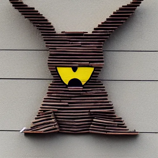 Image similar to Pikachu Sculpture made out of planks