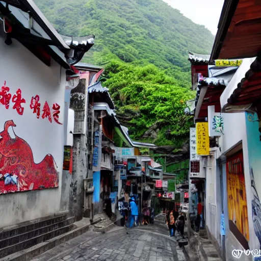 Image similar to jiufen street art museum in jiufen taiwan