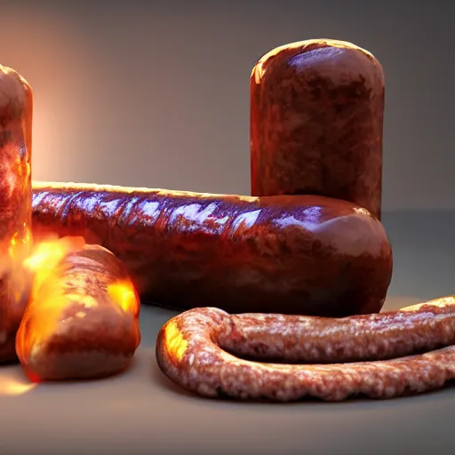 Image similar to harry potter and gifts of sausage, octane render