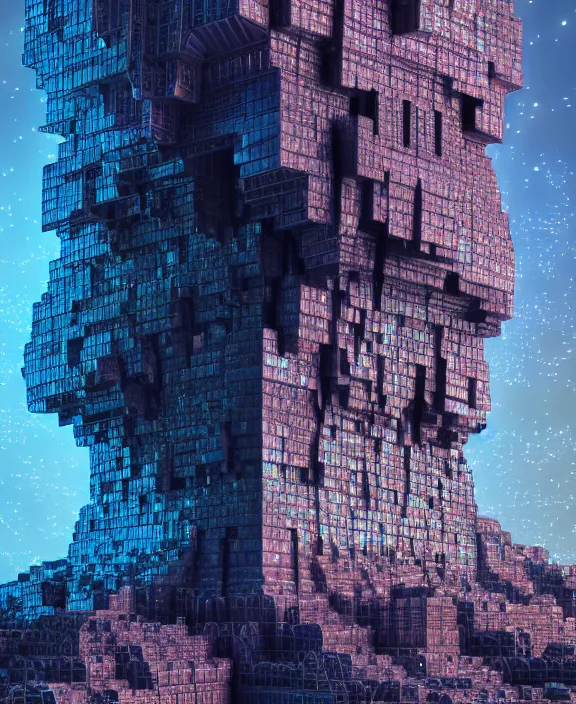 Prompt: giant art of fractal bismuth golem consists of bismuth geodes, fractalization, extremely high details, masterpiece, photorealistic, hyperrealism, vray, octane render, volumetric lighting, depth of field, bokeh, artstation, cgsociety by johannen voss, michael whelan, greg broadmore, frank frazetta