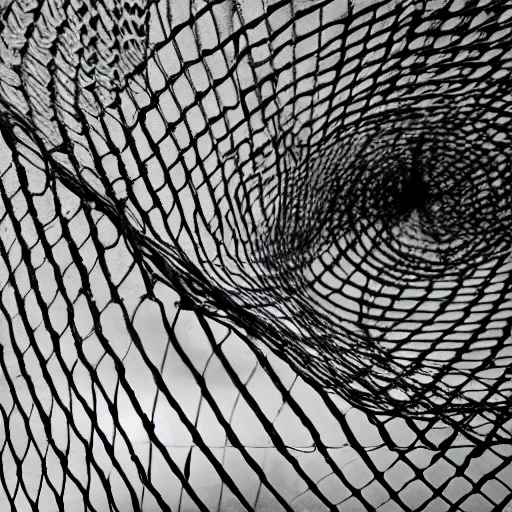 Image similar to ripped net, black and white image