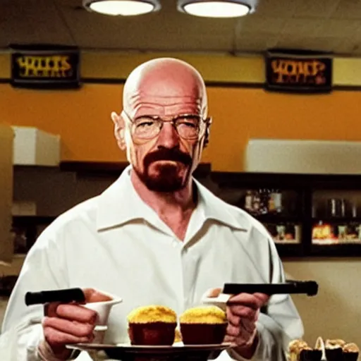 Prompt: Walter White as a hooters waitress