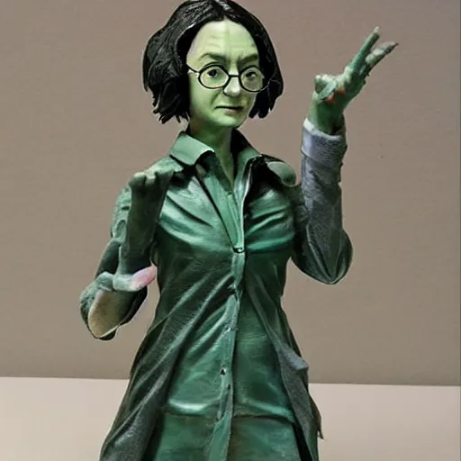 Prompt: A digital art. A rip in spacetime. Did this device in her hand open a portal to another dimension or reality?! Harry Potter, jade sculpture by Dustin Nguyen neat