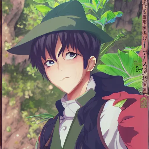 Image similar to portrait of bill rizer as a botanist, anime fantasy illustration by tomoyuki yamasaki, kyoto studio, madhouse, ufotable, trending on artstation