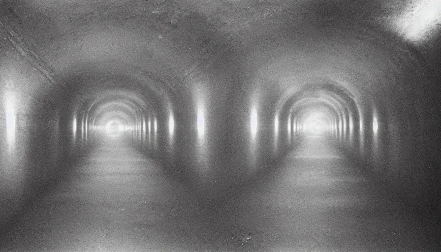 Image similar to 7 0 s movie still of an empty soviet stalinist style tunnel flooded in water, eastmancolor, heavy grain, high quality, high detail