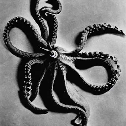 Prompt: vintage photograph of an octopus playing the blues