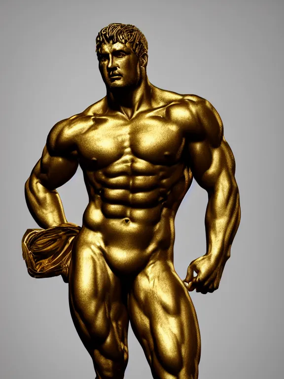 Image similar to stylized gold and black statue made of marble of hercules, full body, hyper realistic, hyper detailed, by johannen voss, by michelangelo, octane render, blender, 8 k