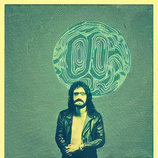 Prompt: 1970s, psychedelic, textured, minimal, poster art , for a band named “moon zero”,