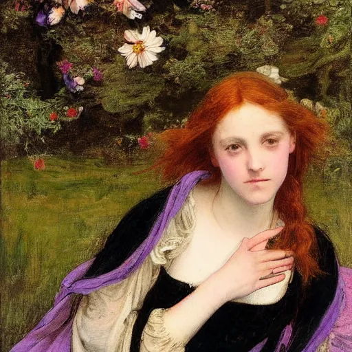 Image similar to ophelia by millais except she's popping a gang sign