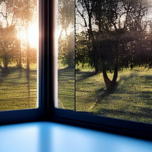 Image similar to the sun reflecting on a window, 8k, ray tracing reflection