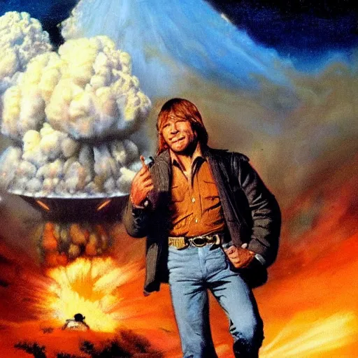 Prompt: ultra realistic portrait painting of john denver setting off a nuke in west virginia, art by frank frazetta, 4 k, ultra realistic, highly detailed, epic lighting