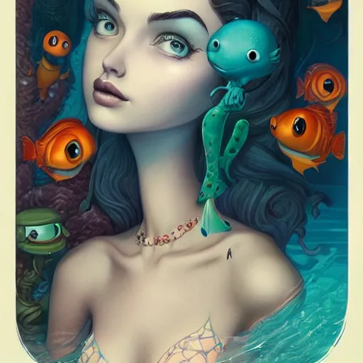 Image similar to Lofi aquatic portrait Pixar style by Joe Fenton and Stanley Artgerm and Tom Bagshaw and Tim Burton