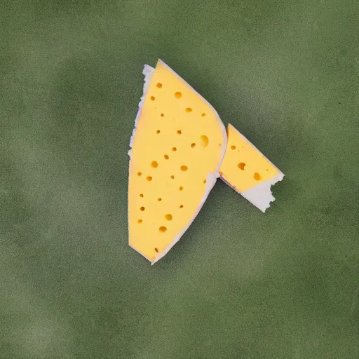 Image similar to a plane made of cheese, in air