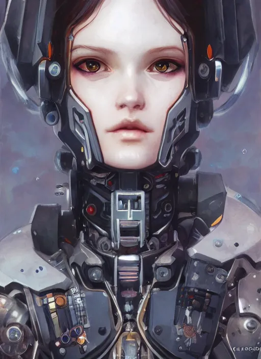 Image similar to portrait of cute beautiful young cyborg maiden, cyberpunk, Warhammer 40000, gothic, highly detailed, artstation, illustration, art by Gustav Klimt and Range Murata
