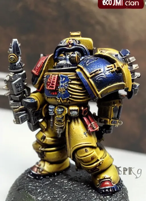 Image similar to 8 0 mm resin detailed miniature of a warhammer 4 0 k space marine with steampunk armor, product introduction photos, 4 k, full body,