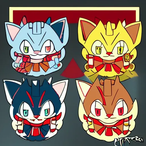 Prompt: samurai pizza cats