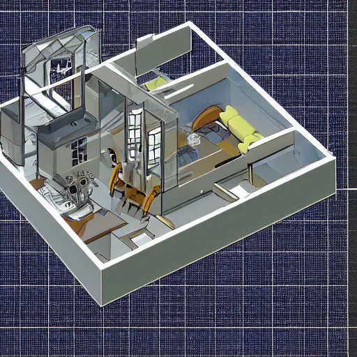 Prompt: multi view orthographic projection of a new invention